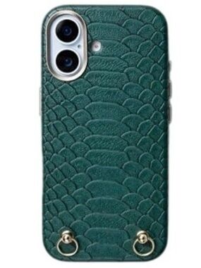 Hello Lux Green Croc iPhone 17 Phone Case Dual Layer Drop Protection Gold Accent